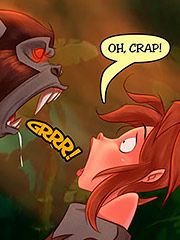 The beasts ripping Yanka apart - Jurassic Tribe: Captured by the Beasts by welcomix (tufos)